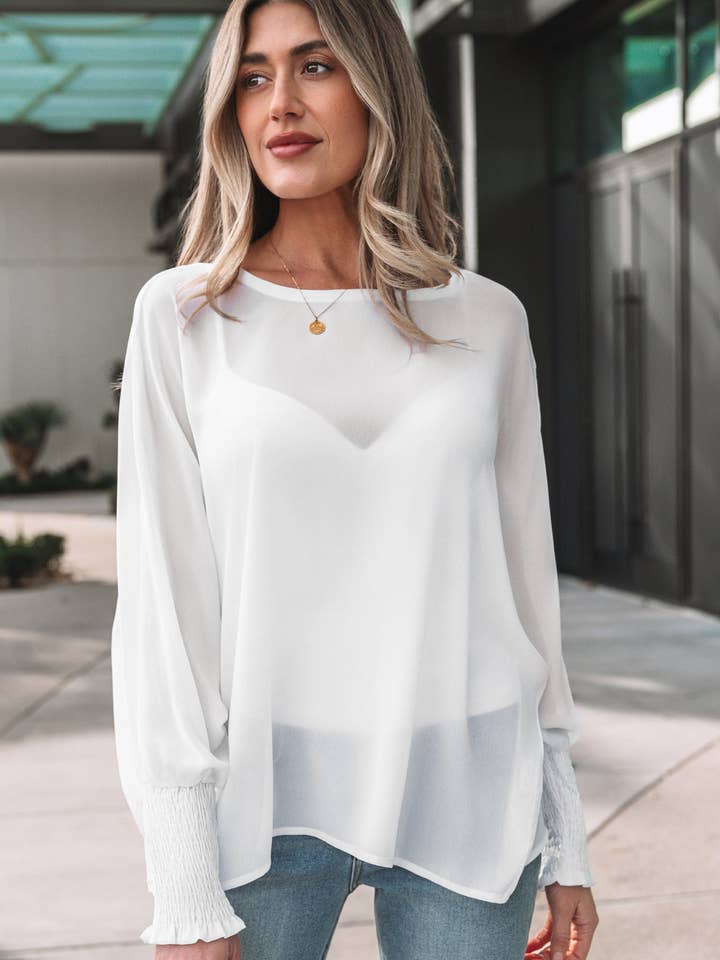 Gwen Sleeve Dolman Blouse Long Sleeve Top for wholesale by Threaded Pear