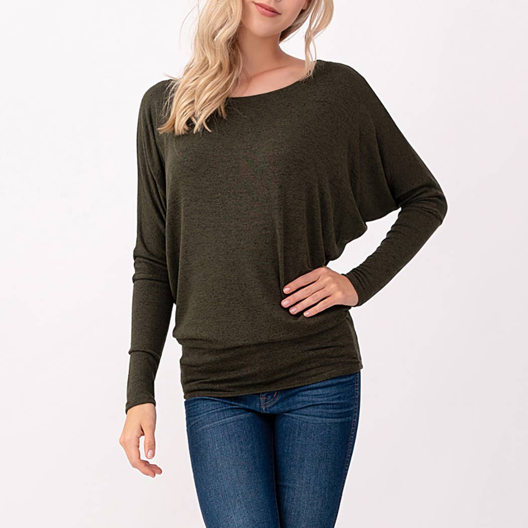 Heimious - Vente Haut en maille – femme - Haut en tricot Hacci à manches longues et col rond à manches Dolman, 270139