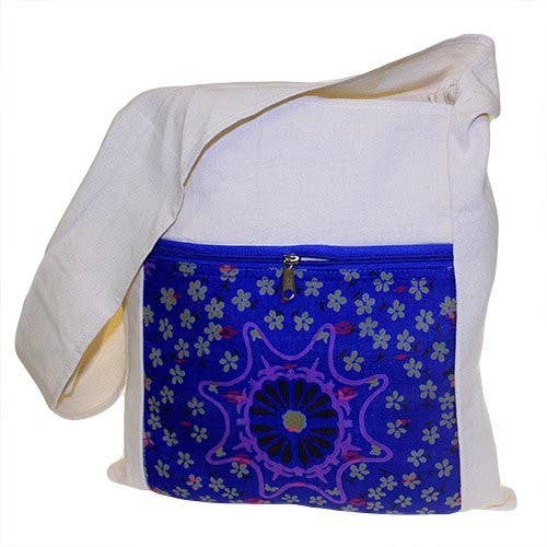 Sac bandoulière - Soie Alpana bleue - Assort. pour la vente par Ancient Wisdom