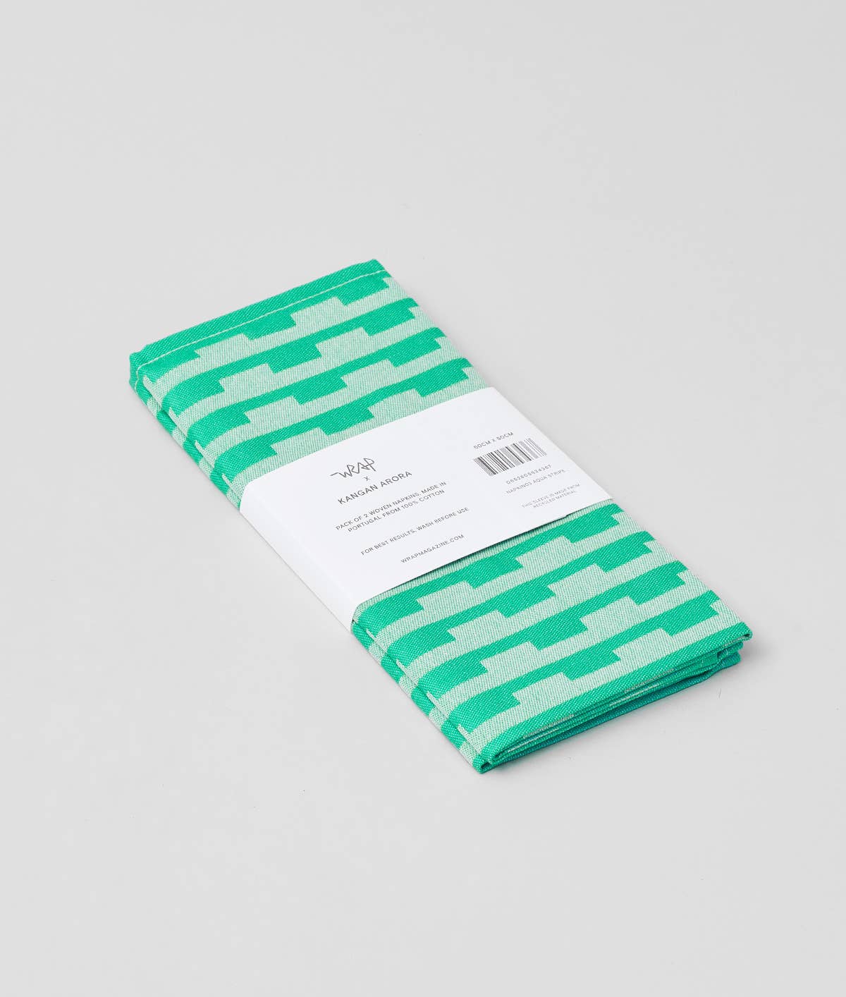 Wrap (US duties paid) – wholesale Middags- och tygservett – "Stripes Turquoise/Natural" servettset4