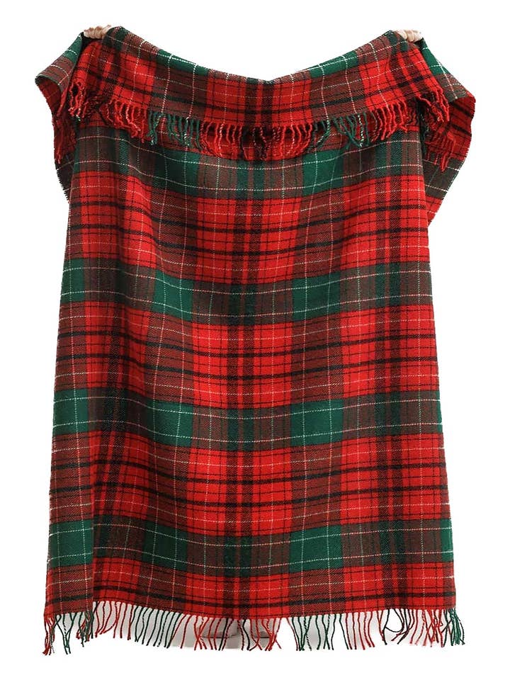 Ullpläd TARTAN NOEL - röd, grön för wholesale av MoST