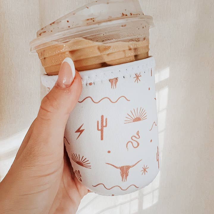 Maddon and Co - Wholesale Drink Huggers & Koozies - Tan Southwest Iced Coffee Sleeve/Koozie - 16oz