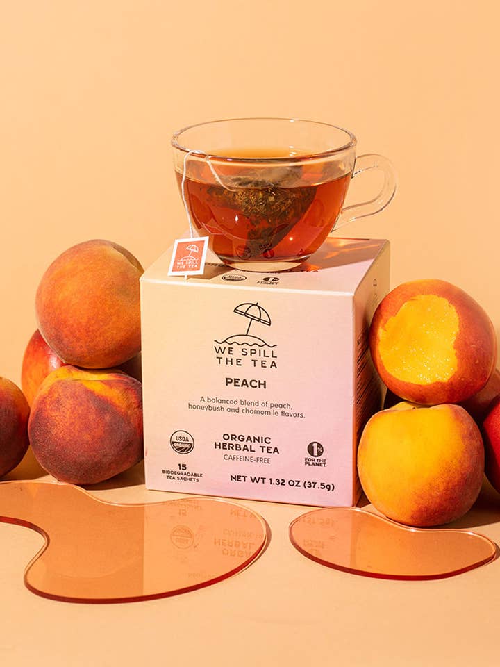 Thé à la pêche biologique pour la vente par We Spill the Tea