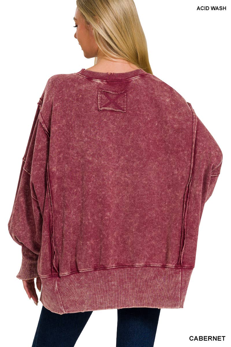 42POPS - Wholesale Sweatshirt - Women's - Split Cuff Washed Oversized Sweatshirt6