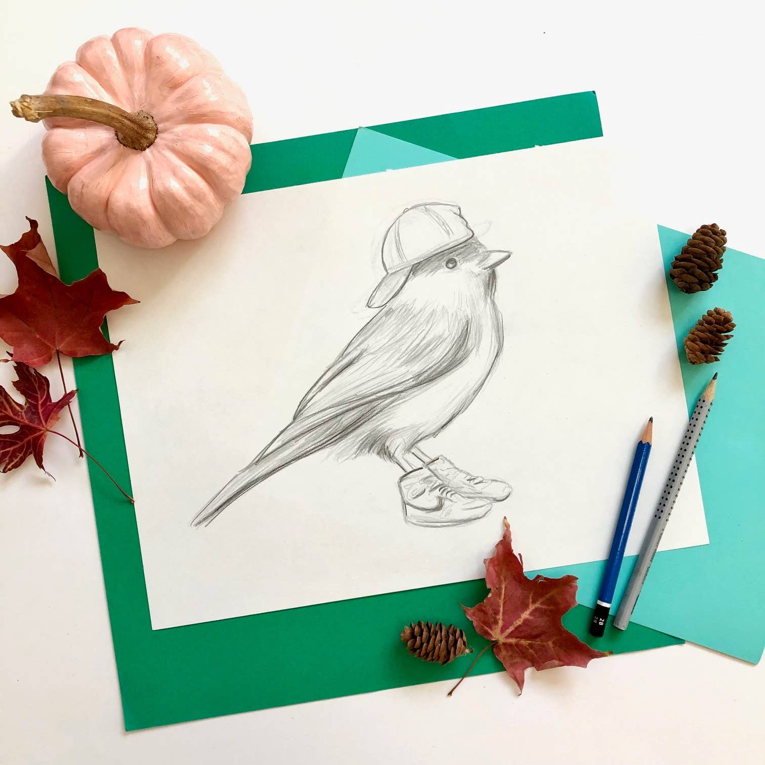 Sardines Studio - Wholesale Art Print - Chickadee wearing shoes Art Print3