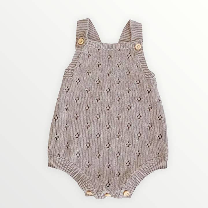 Kim Knit Romper - Taupe for wholesale by Bodoke Kids Boutique