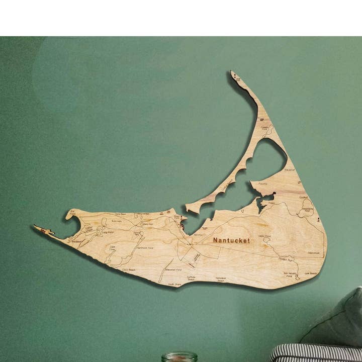 Carte en bois de Nantucket, MA pour la vente par Meridian Maps