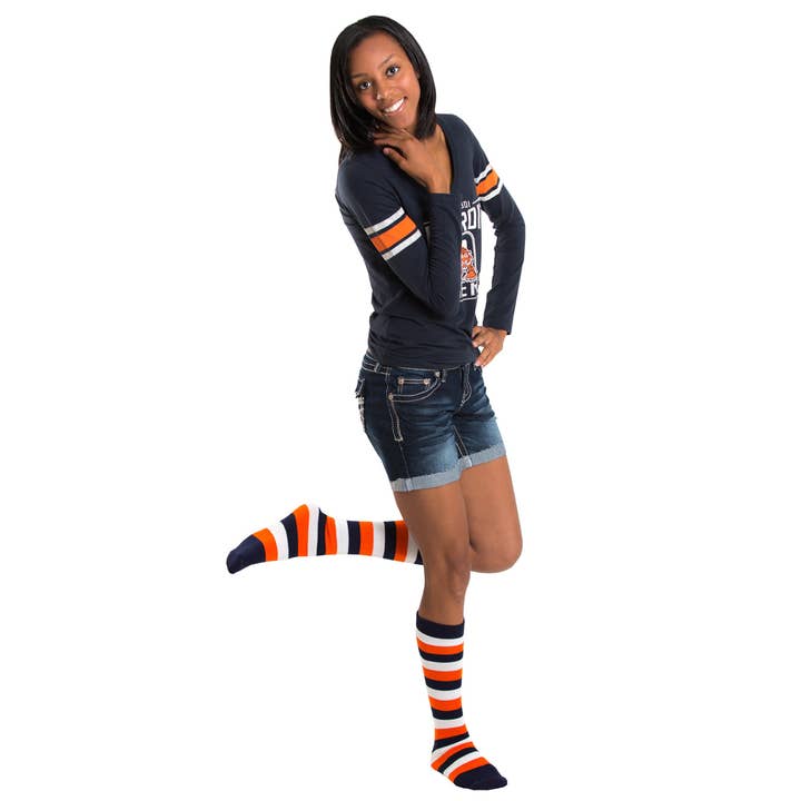 Chrissy's Socks - Wholesale Socks - Women's - Navy/White/Orange Striped Socks3