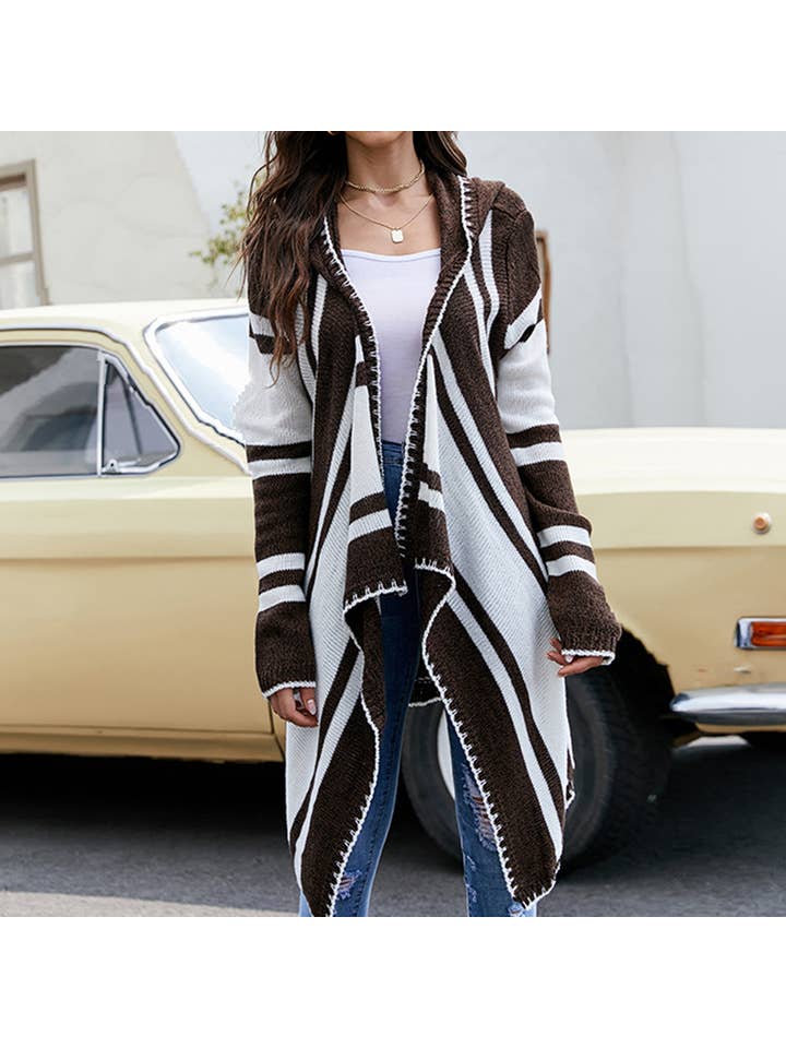 Lily Clothing - Wholesale Cardigan - Women's - WOMEN COLOR BLOCK OVERSIZED LONG SLEEVE CARDIGAN_CWOCAL03151