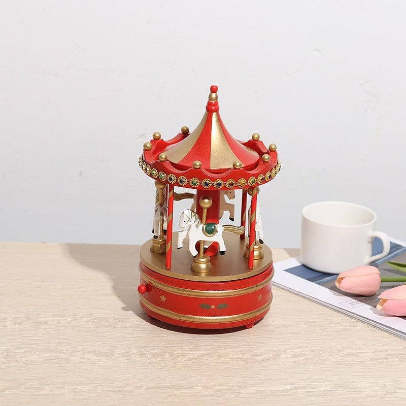 Plush Looks – Engroshandel Spilledåse - Børn og baby – Træjule-kreativ roterende karrusel spilledåse0