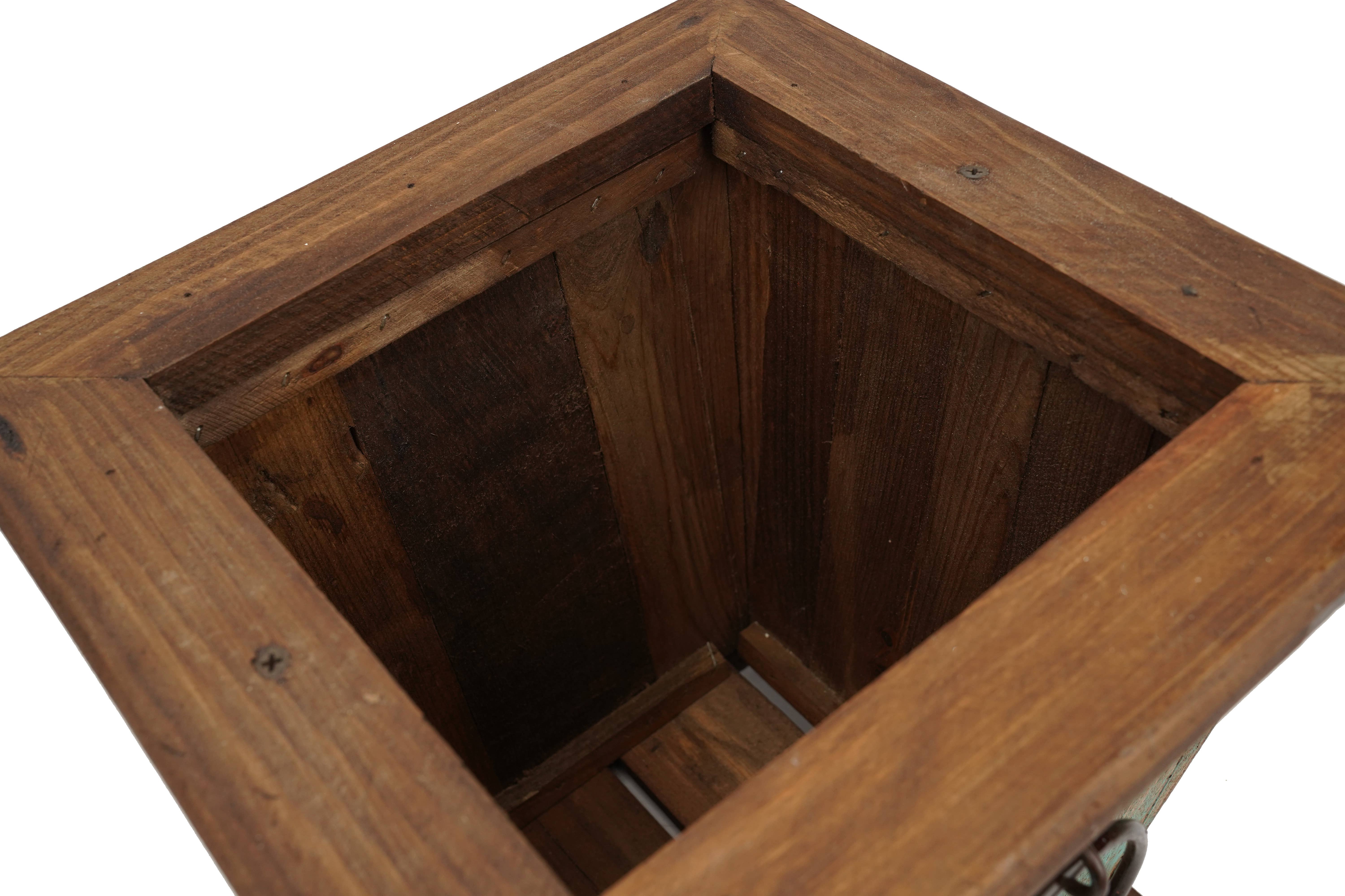 My Amigos Imports - Vente Jardinière - Jardinière rustique en bois Midland Farmhouse - Garden-Turquoise4