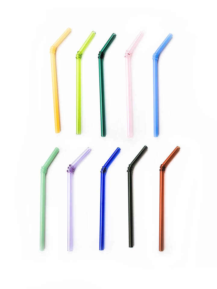 Paille "Bendy" en verre fait main pour la vente par Wildher Studios