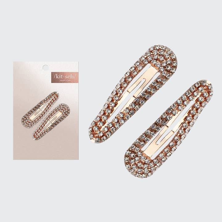 Mini Rhinestone Snap Clips - Rose Gold for wholesale by NutriSkin