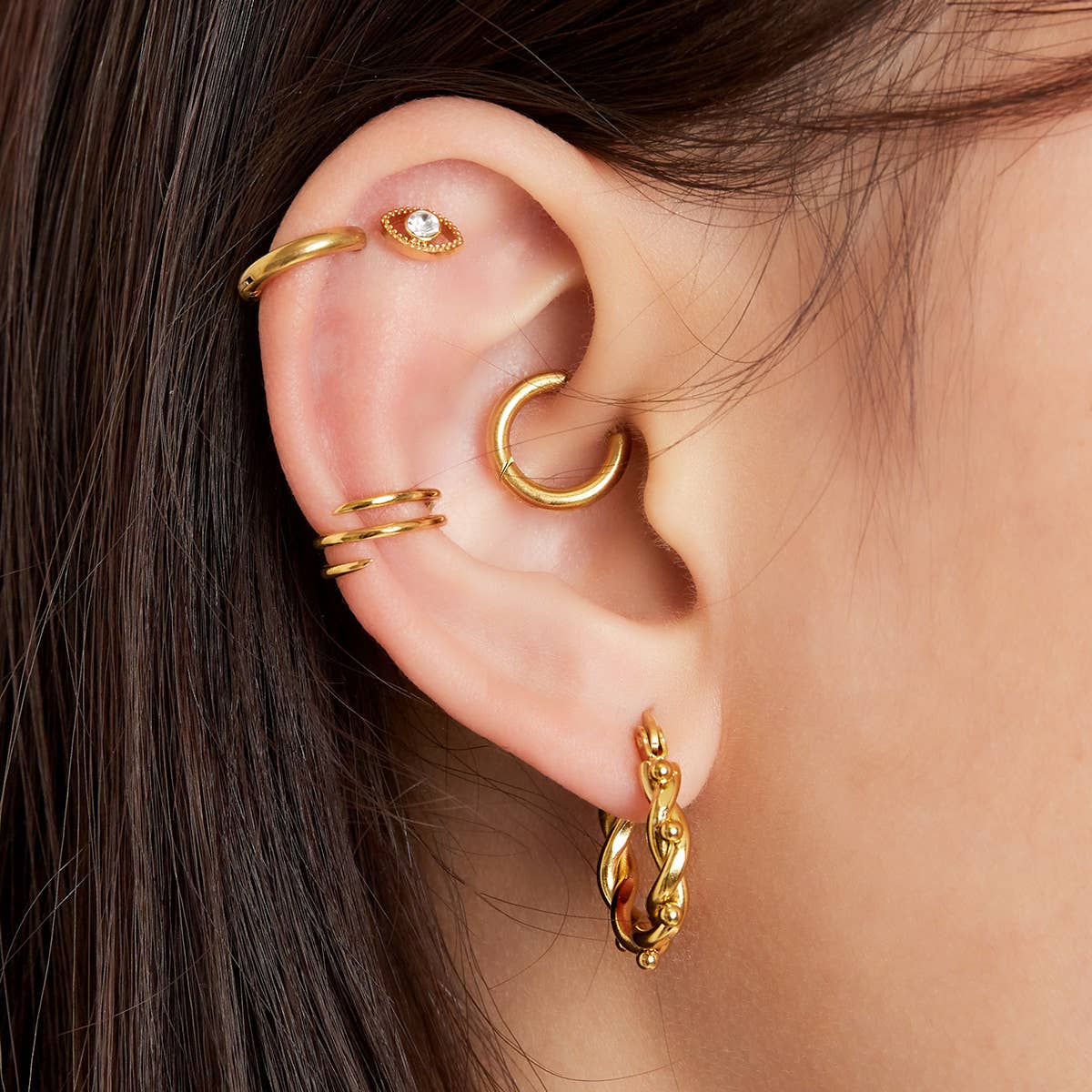 SHINE BUY - Vente Boucles d'oreilles ear cuffs/bagues d'oreilles - Boucle d’oreille spirale1
