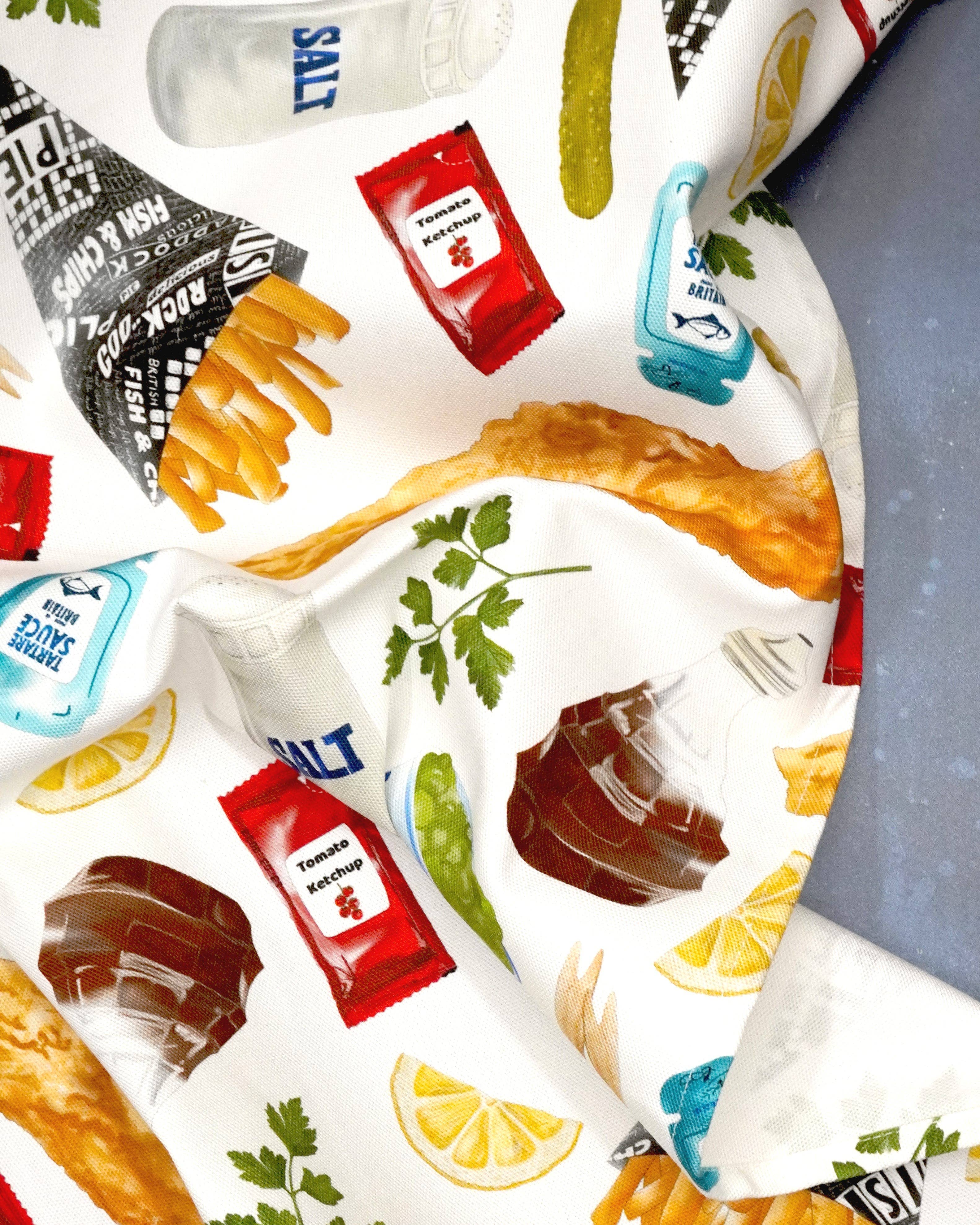 Corinne Alexander – wholesale Tea towel – Fish & Chip Tea Towel - 100% Cotton - Novelty Kitchen Towel6
