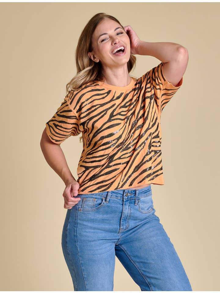 Stewart Simmons - Vente T-shirt – femme - Le T-shirt à paillettes répétées | Tigres