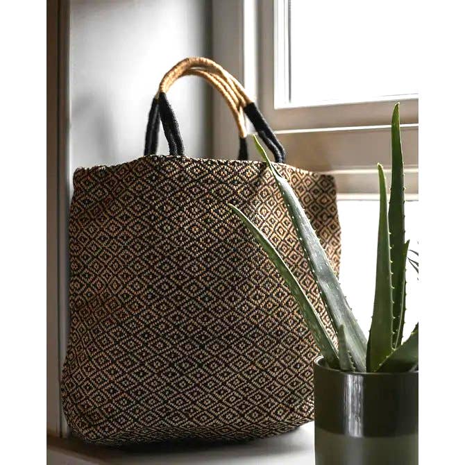 Diamond Tote - Hand woven Jute Tote Bag (3 Per Unit) for wholesale by Turtle Bags
