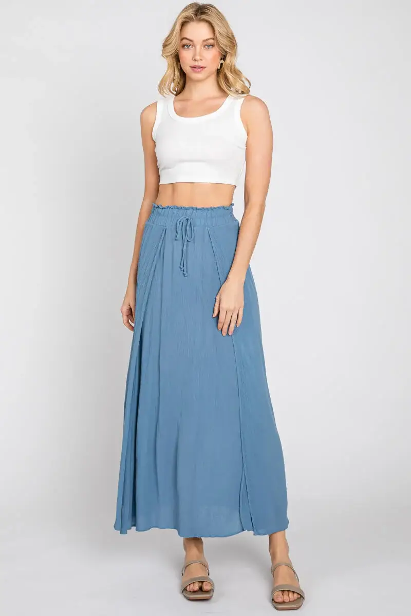 Final Touch - Wholesale Skirt - Women's - Solid Thigh Split Maxi Skirt - S80050A14