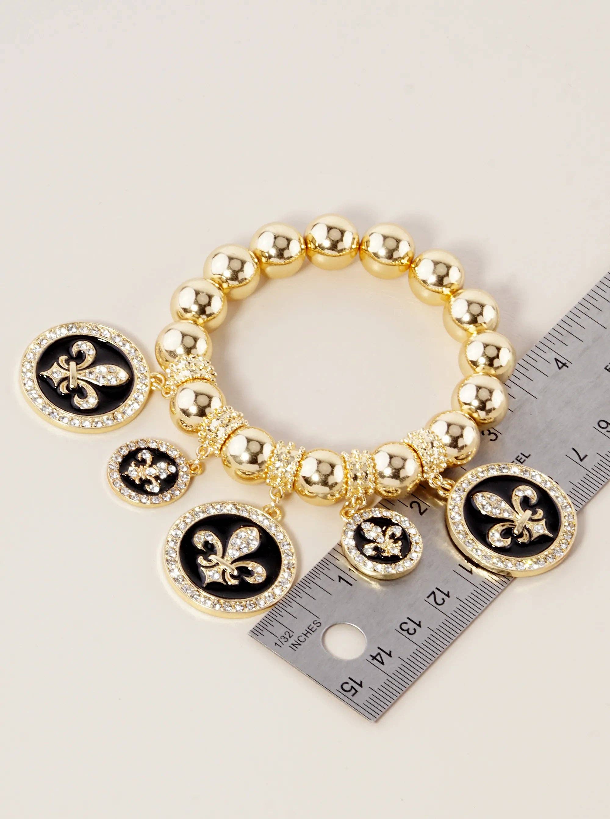Wild Honey - Wholesale Charm/Dangle Bracelet - New Orleans Saints Fleur De Lis Rhinestone Stretch Bracelet2
