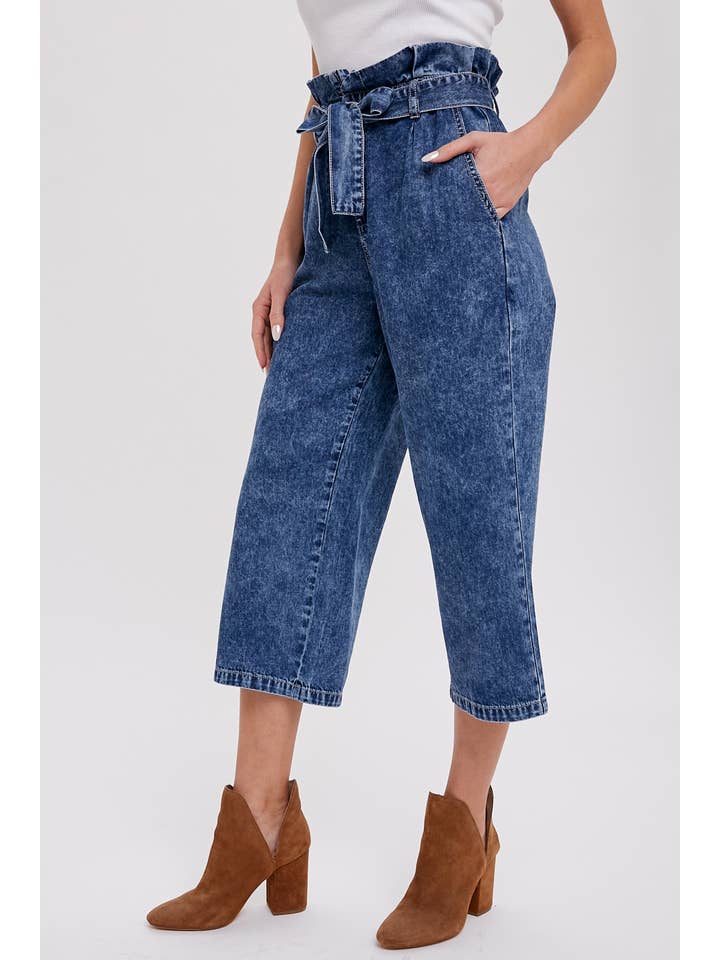 Bluivy - Vente Pantalon – femme - JUPE-CULOTTE EN PAPIER CEINTURÉE5