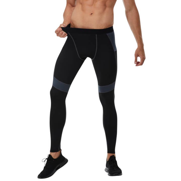 Men's Compression Leggings with Wide Waistband and Side Pock for wholesale by Active by Anna-Kaci