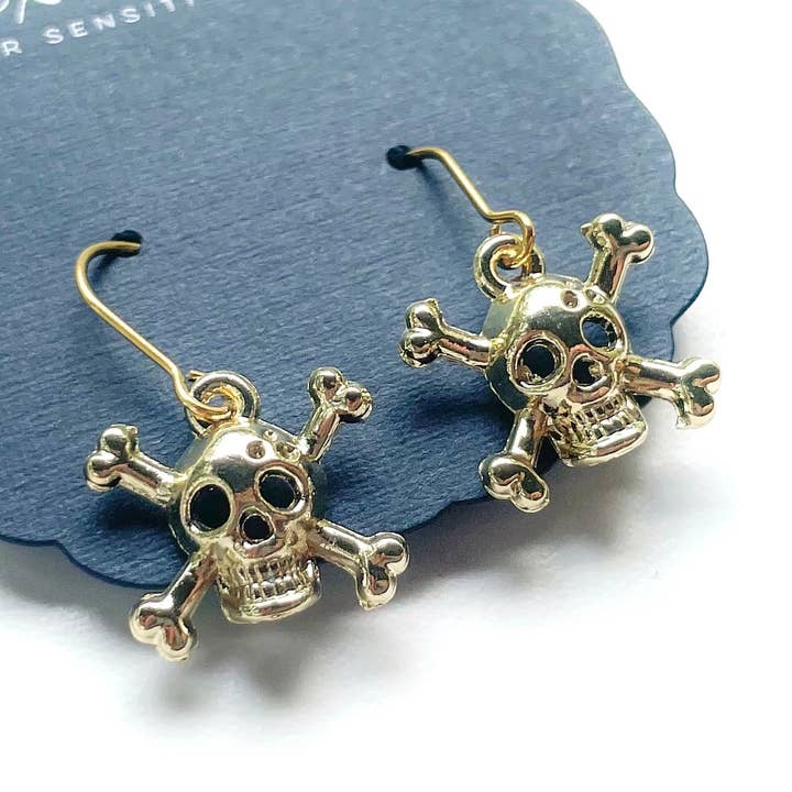 Dixie Bliss - Wholesale Dangle Earrings - Gilded Crossbones0