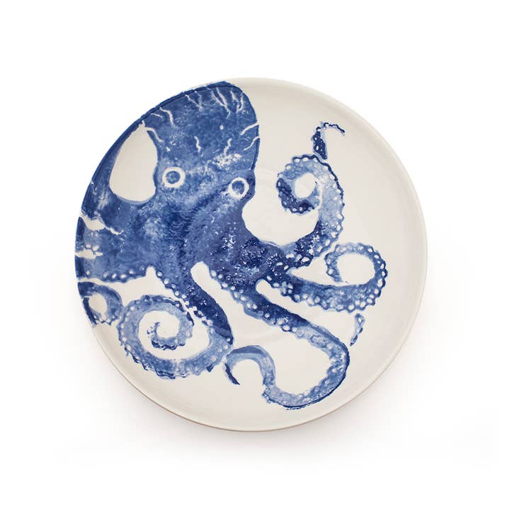 BlissHome - Wholesale Bowl - Creatures Supper Bowl Octopus Blue | Ceramic Supper Bowl