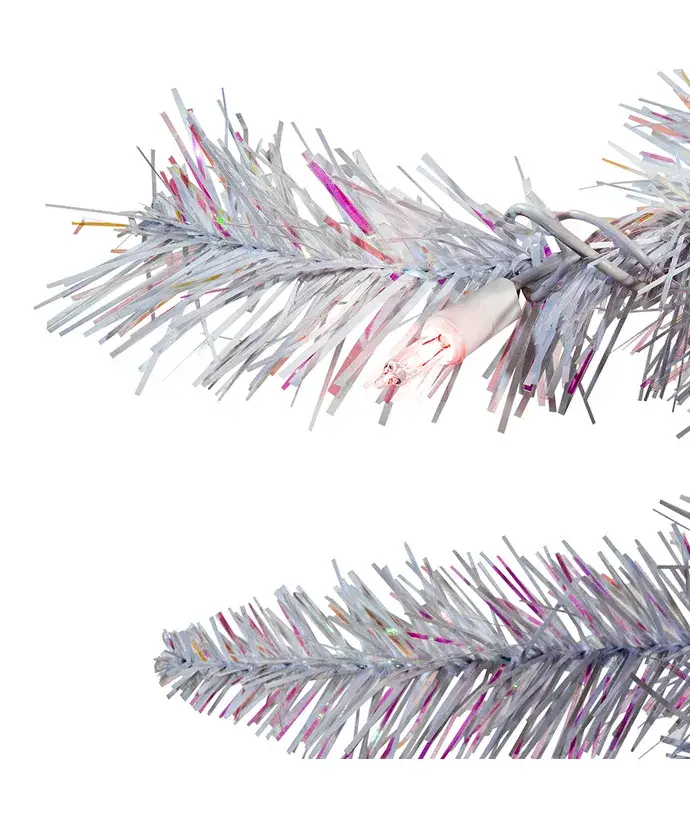 Kurt S. Adler, Inc. - Vente Fanion/guirlande - GUIRLANDE BLANCHE CRISTALLINE PRÉ-ÉCLAIRÉE DE 9 PI2