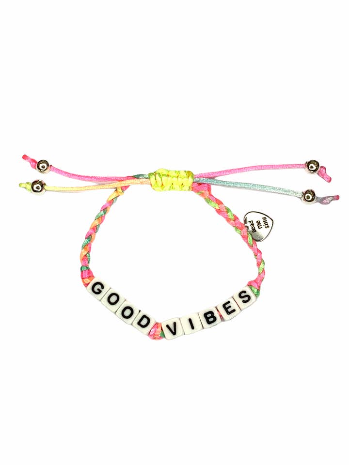 Good Vibes (Pastel Neon)Adjustable Braided Bracelet for wholesale by Bead Me Silly