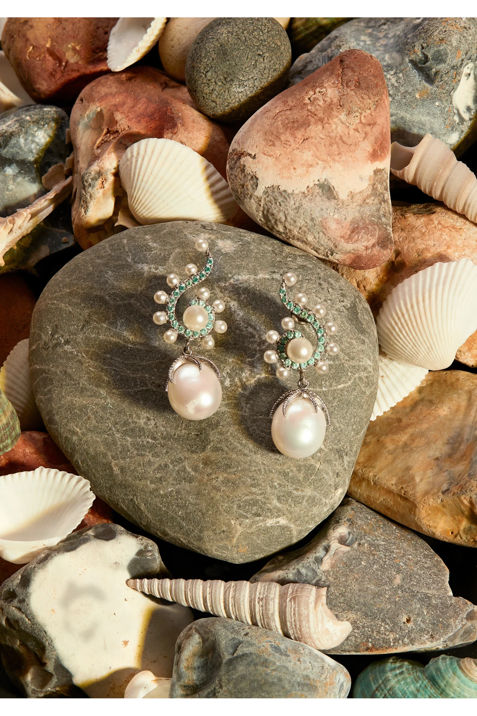 Latelita - Wholesale Dangle Earrings - Majorica Round Pearl Poseidon Gemstone Drop Earrings Aqua Silver3