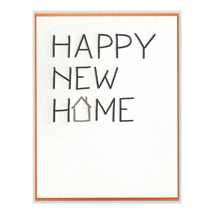 Happy New Home Letterpress Housewarming Greeting Card for wholesale by INK MEETS PAPER