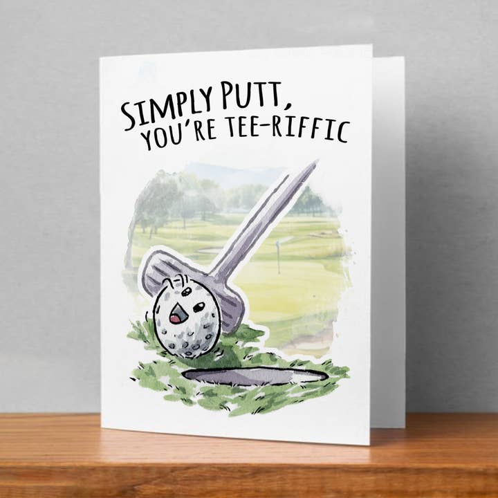 Aaron Millard Illustration - Vente Carte pour la fête des Pères - « Simply Putt », jeu de mots de golf, cadeau pour mari pour la fête des pères3