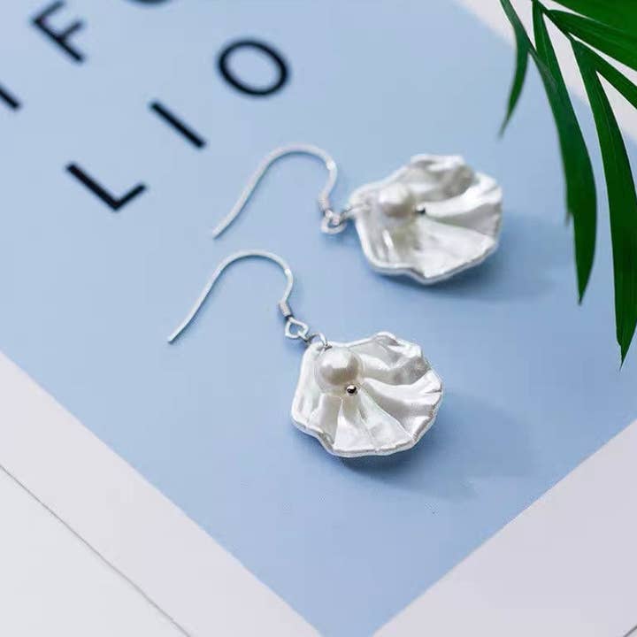 Haengseongworkshop - Wholesale Dangle Earrings - S925 Acrylic Pearl Flower Glass Beads Earrings Dangle