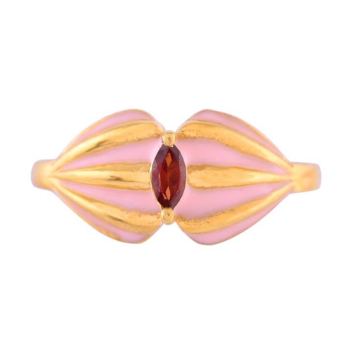 Anillo de Vermeil de Plata con Esmalte de Granate, Regalos Esenciales Minimalistas para venta al por mayor de Misteerious Seed