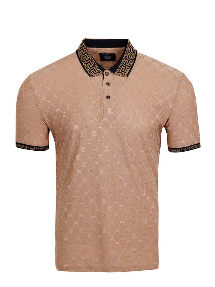 BARABAS - Wholesale Polo - Men's - Greek Key Collar Pattern Polo Shirt BZ109