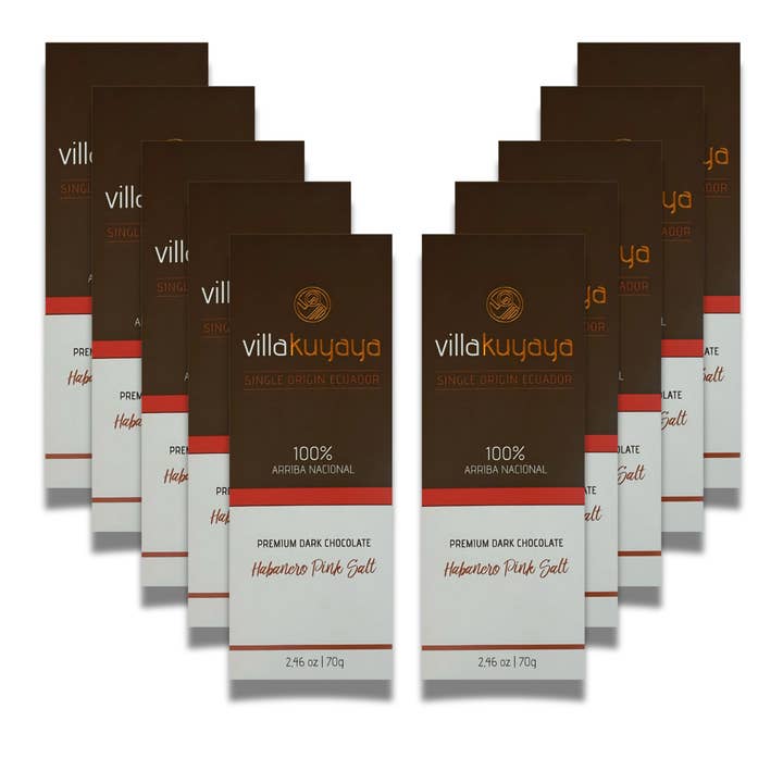 Villakuyaya Premium Dark Chocolate Habanero Pink Salt 100% for wholesale by Villakuyaya Premium Dark Chocolate