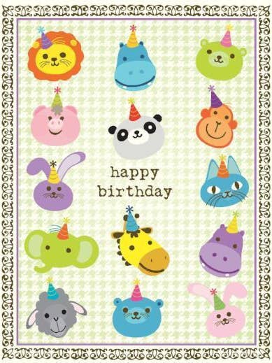 Animal Faces Birthday Card for wholesale by yellow bird paper greetings