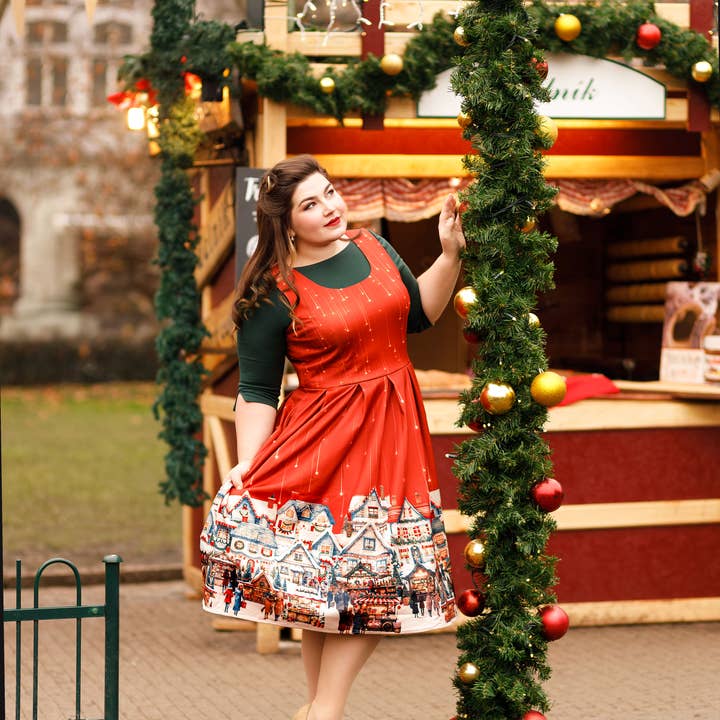 Amanda Chrismas Market Flared Dress for wholesale by Dolly & Dotty