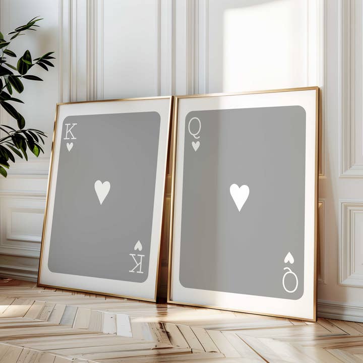 D'LUXE PRINTS - Wholesale Gallery Wall Set - King & Queen of Hearts – Modern Playing Card Print Set6