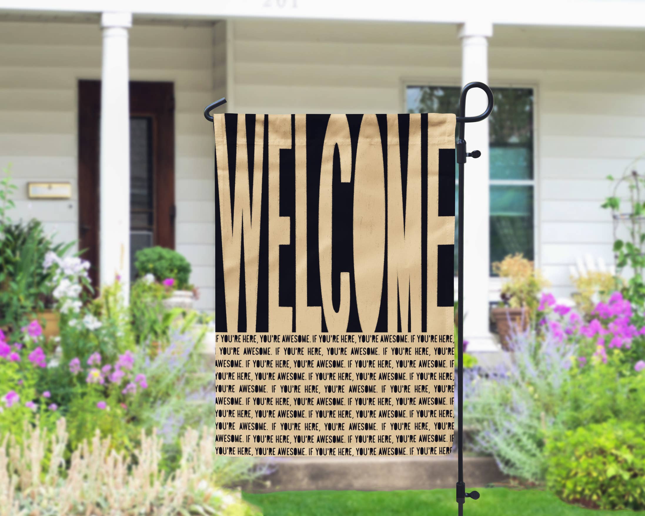 Declaration HOME - Wholesale Flag - Welcome! Cream Garden and House Flag - Double Sided8