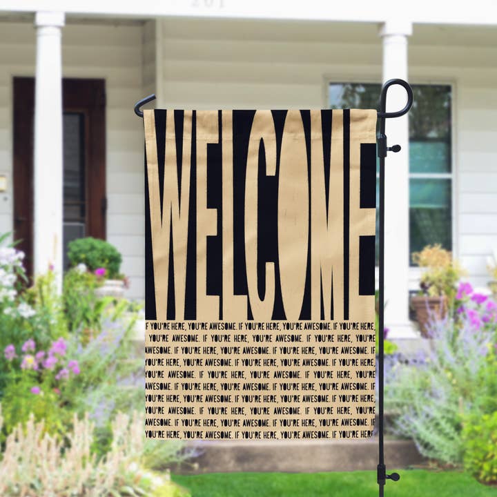 Declaration HOME - Wholesale Flag - Welcome! Cream Garden and House Flag - Double Sided8