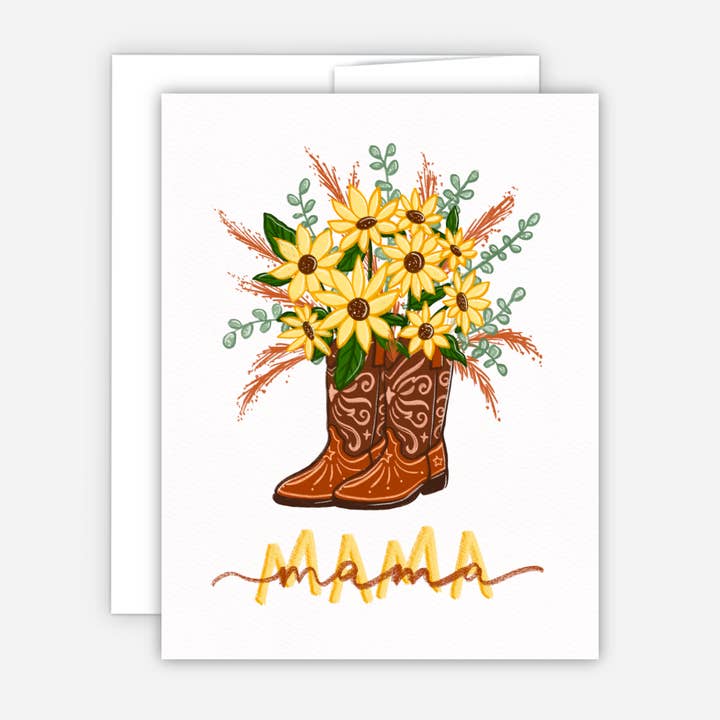 Mother's Day Mama Cowboy Boots Card for wholesale by Designs with Jamie