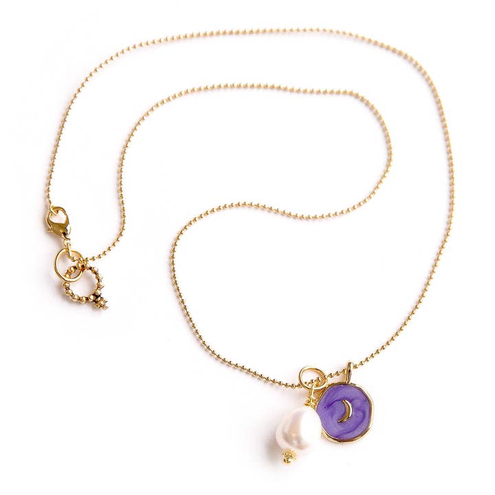 18" Pearls of Wisdom Peace Petite Beaded Necklace with Pearl Accent for wholesale by PowerBeads by jen