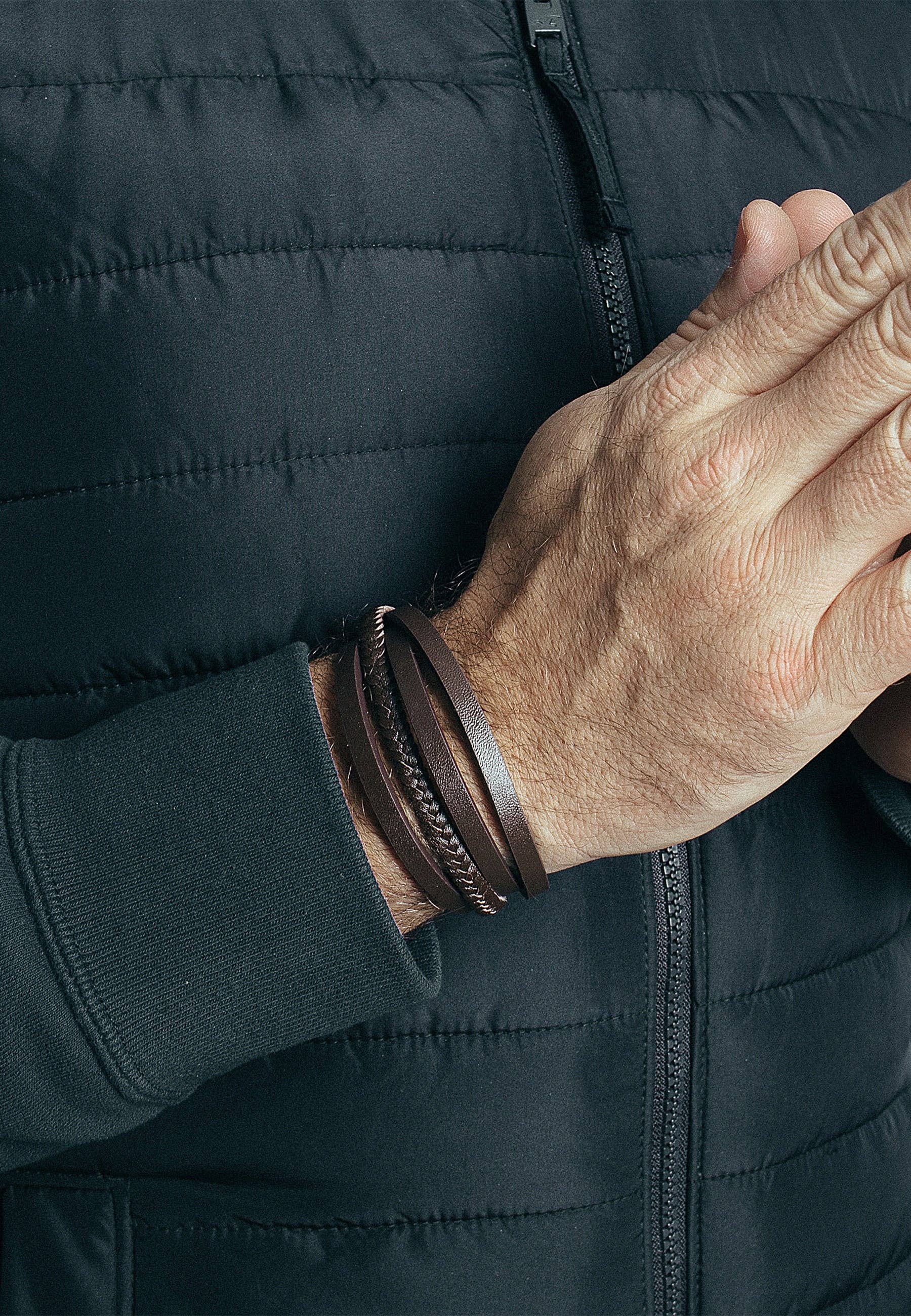 Blackskies - Wholesale Bangle Bracelet - Pathfinder Synthetic Leather Bracelet - Black Brown4