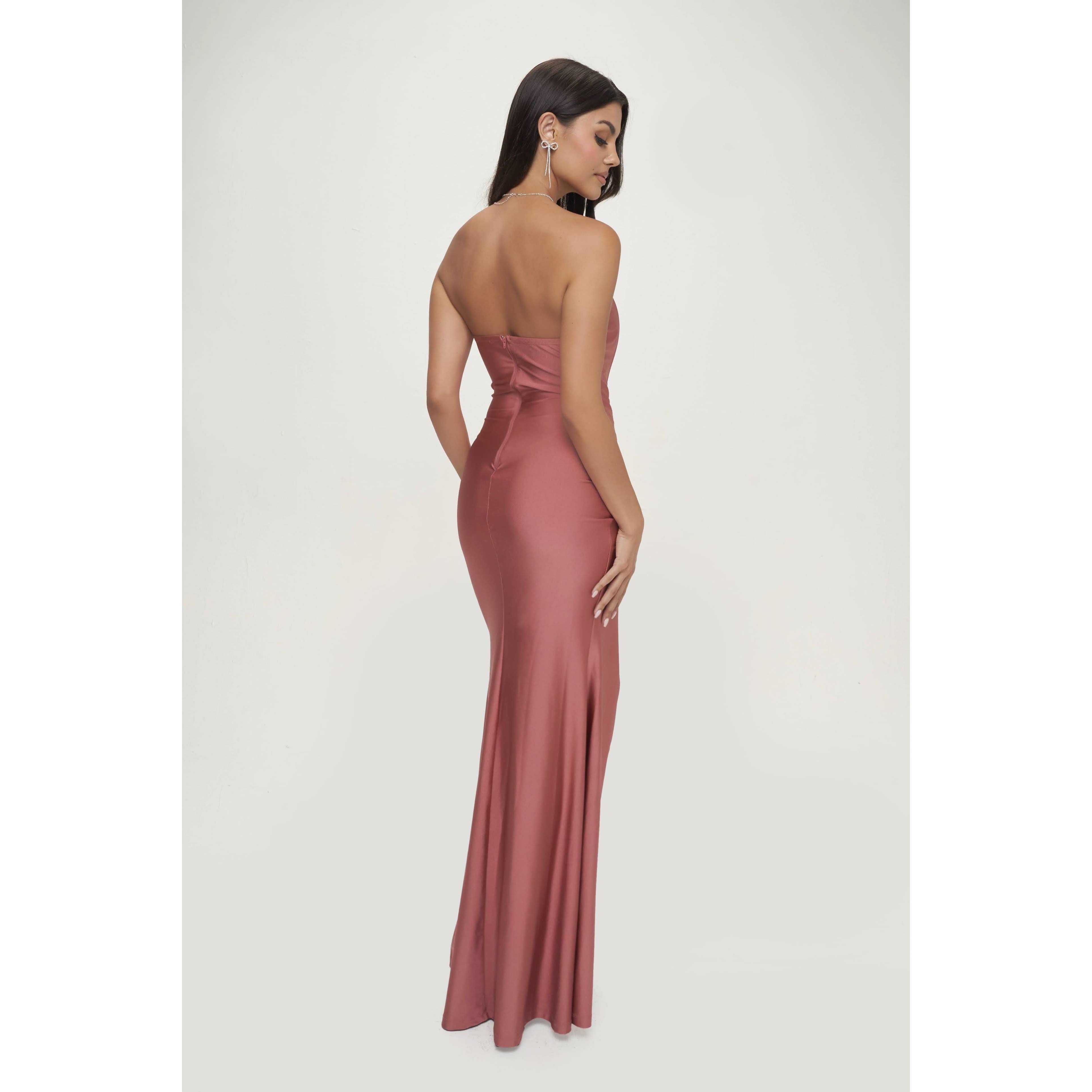 CEFIAN FASHION – Vestido - Mulher por atacado – VESTIDO MAXI DE CETIM AMARA LATERAL TWIST2