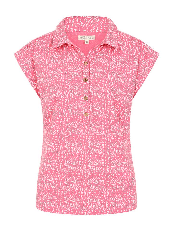 Alice Top - Abstrakter Druck Rosa - GOTS Bio-Baumwolle für den Großhandel von Mudd & Water