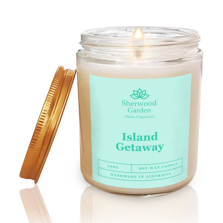 Island Getaway Soy Candle 200g for wholesale by Sherwood Garden Home Fragrances