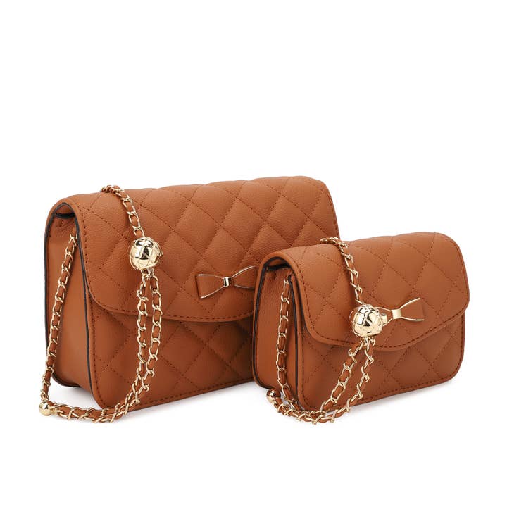 KAYLA+AVA - Vente Sac à bandoulière – femme - Sac à bandoulière 2 en 1 Anabel avec chaîne à billes dorée ajustable10