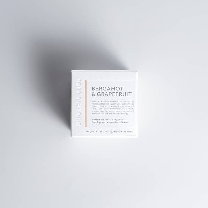 Organic Cube - Venta al por mayor Pastilla de jabón - Jabón facial y corporal de bergamota y pomelo