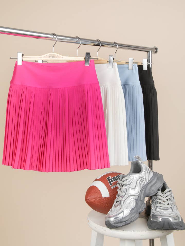 VERY J - Wholesale Athletic Skirt - Women's - NS50133-Pleated Activewear Skirt with Shorts Inside